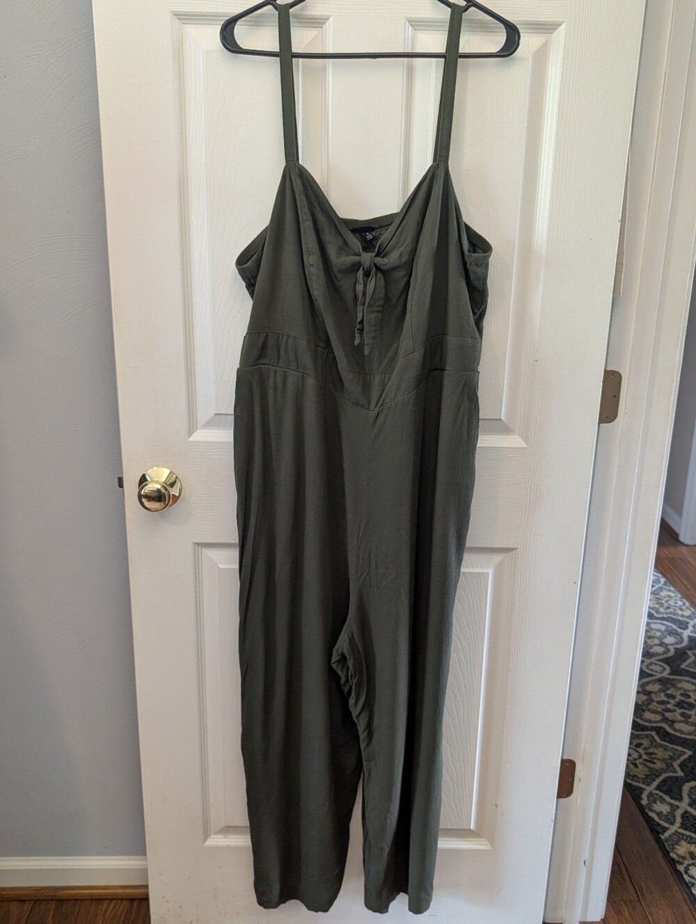 Torrid Olive Green Sleeveless Tie-Front Jumpsuit